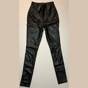 Black Button Up Faux Leather Skinny Pants Size 4